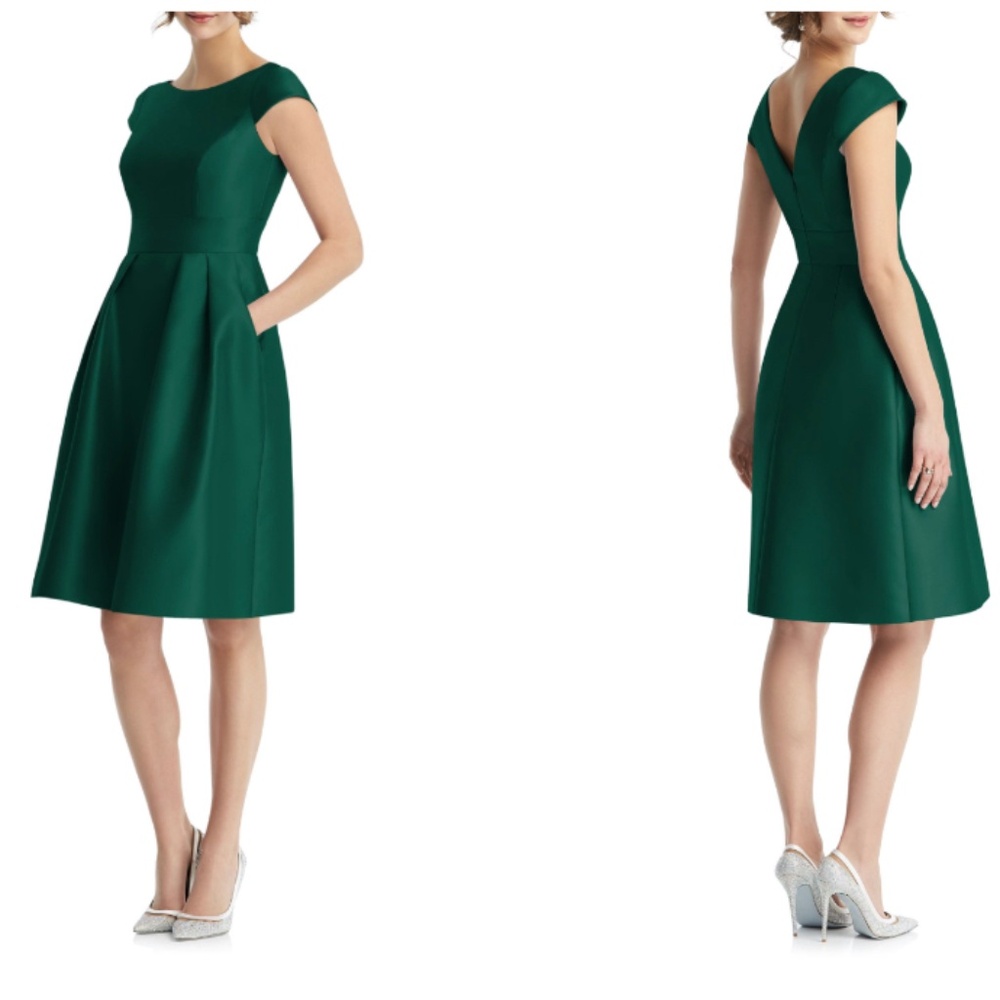 Alfred Sung Dressy Cap Sleeve Cocktail Dress in Hunter Green